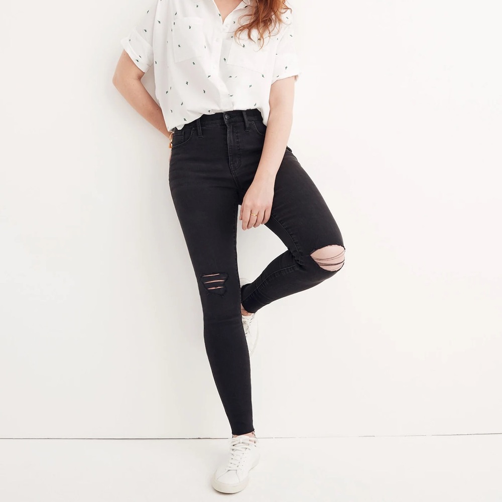 Madewell 9" Mid-Rise Skinny Jeans in Black Sea Size 26 NWT
